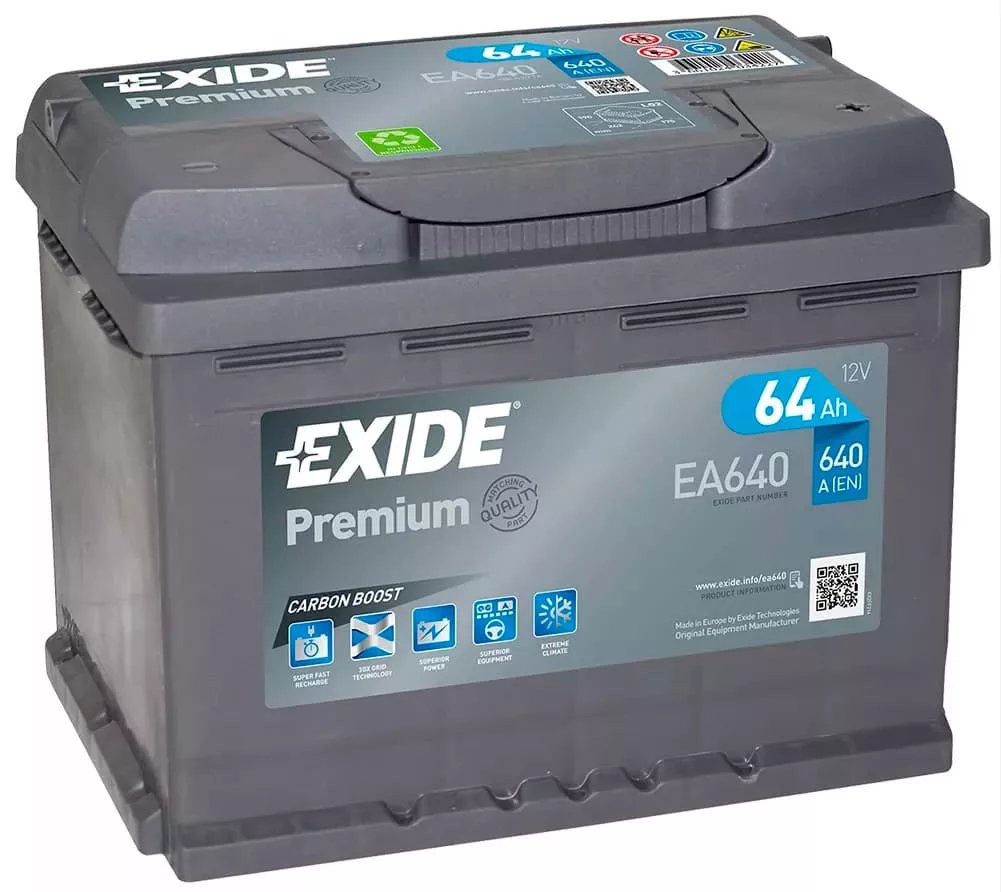 Exide Premium 64Ah 640A оп EA640