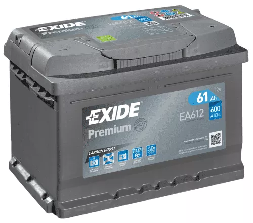 Exide Premium 61Ah 600A оп EA612