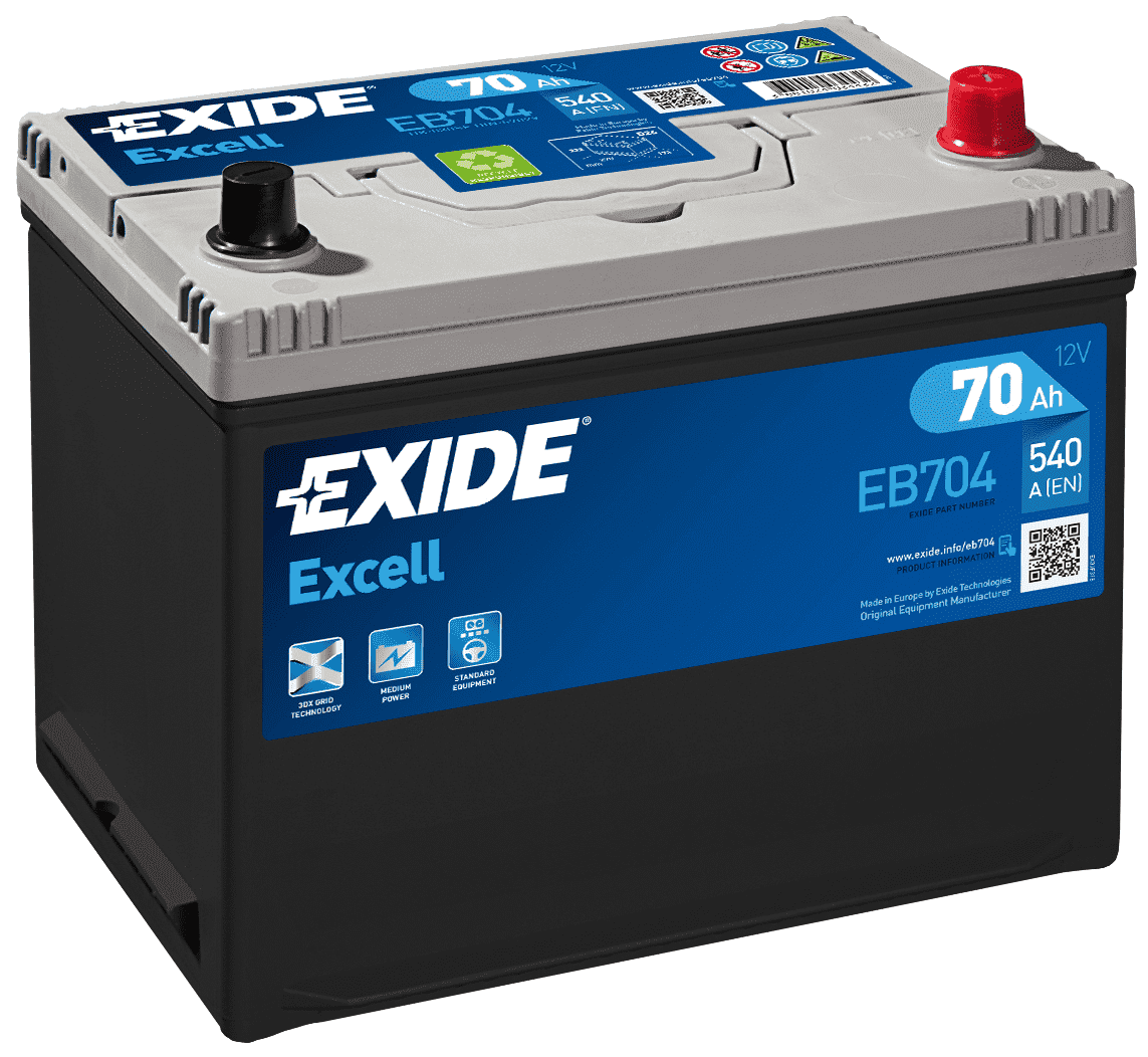Exide EXCELL 70Ah 540A оп Asia EB704