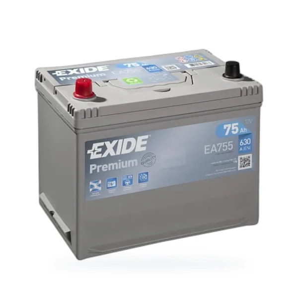 Exide Premium 75Ah 630A пп Asia EA755